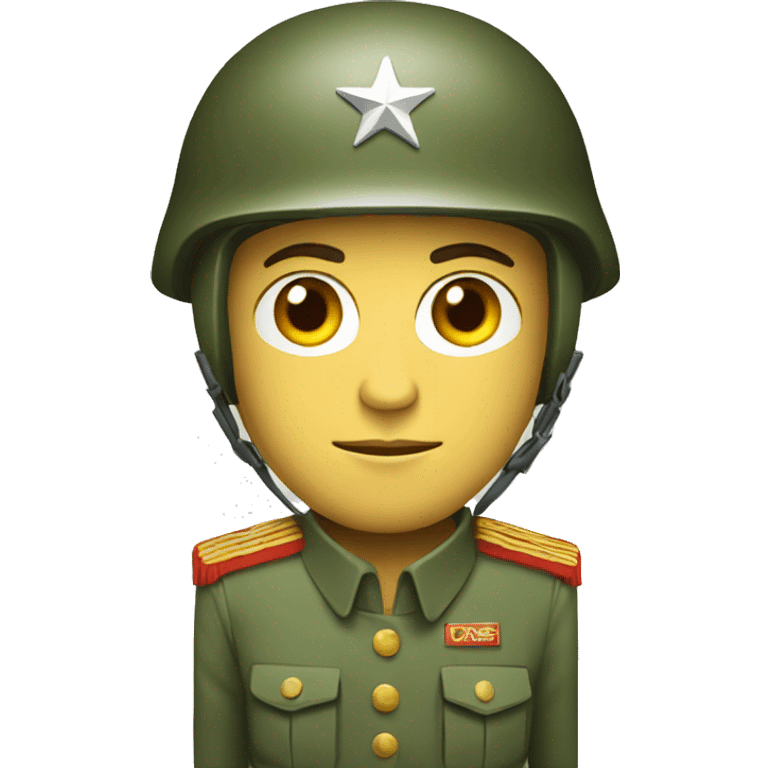 ussr soldier serious with military helmet emoji