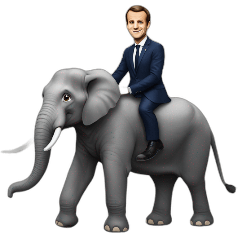 Emmanuele Macron sur un éléphant emoji