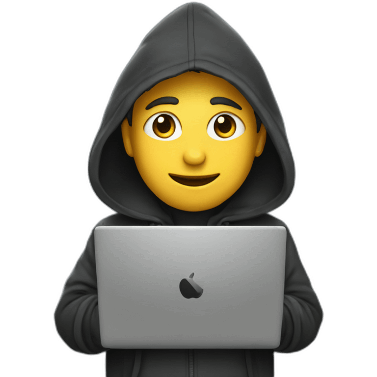 De bie Young man with a hood behind his laptop emoji