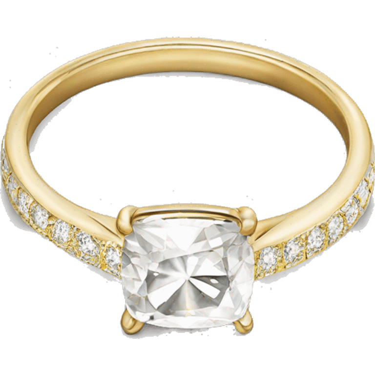 Cushion cut diamond ring with gold band  emoji