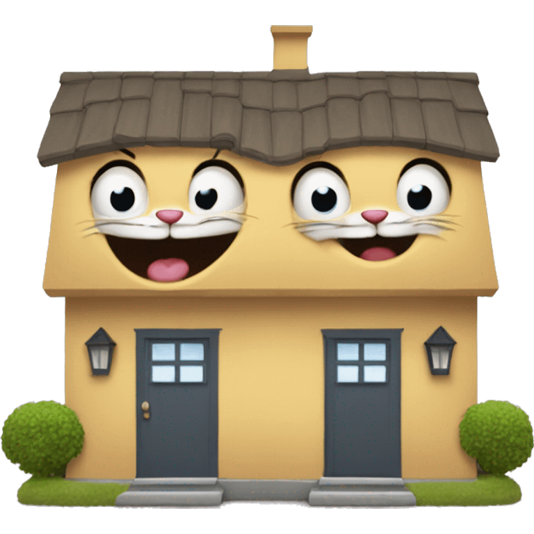 two happy cats buying a house emoji