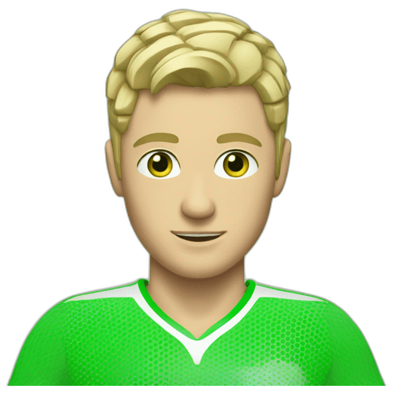 Blonde short hair man, green eyes playing padel emoji