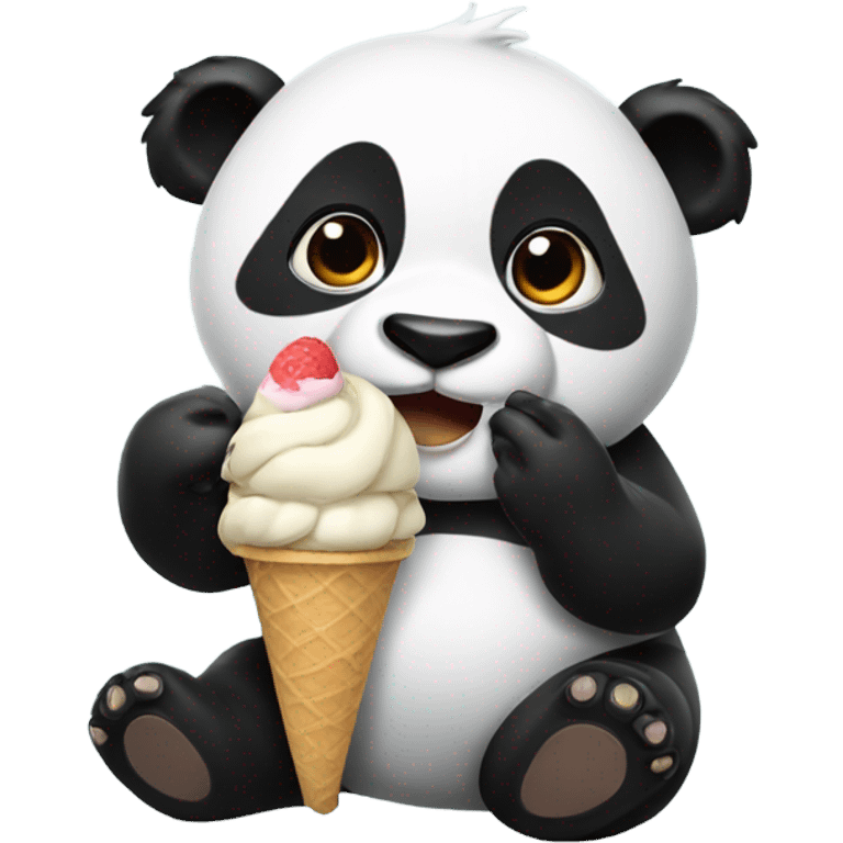 Panda eating ice cream emoji