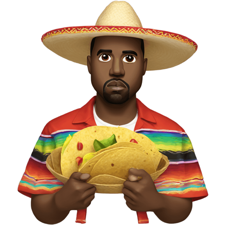  kanye west with a sombrero, tacos and maracas emoji