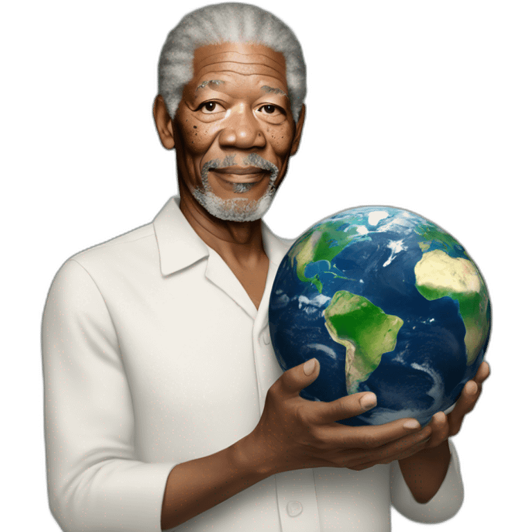 morgan freeman holding earth emoji