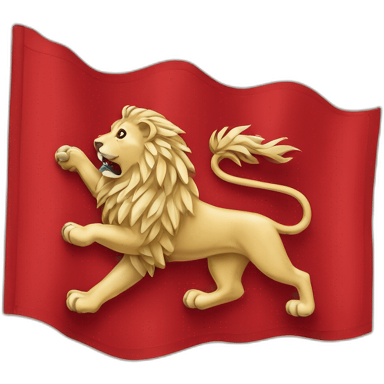 Drapeau rouge avec 2 lion emoji