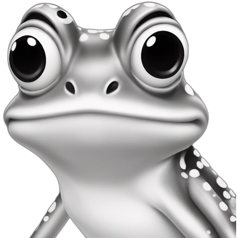 a frog with a squared jaw, black and white, view from the side emoji