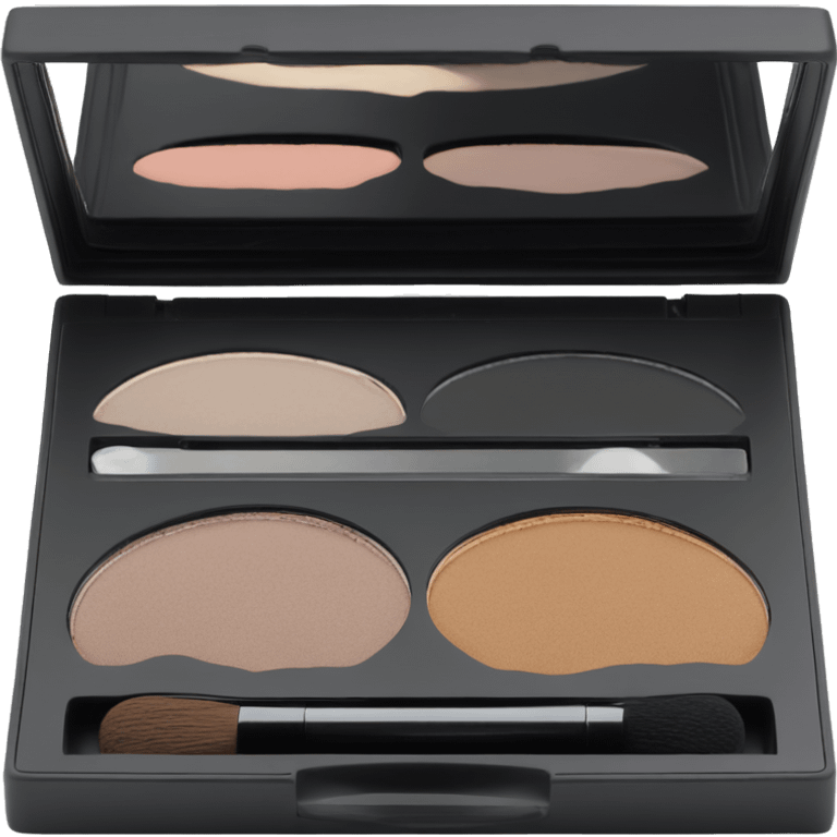 “Four neutral eyeshadow shades in a black case with a mirror and applicators.” emoji