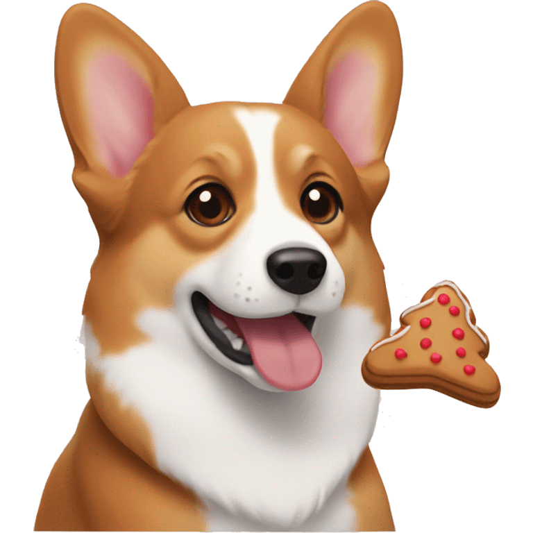 Corgi eating gingerbread emoji