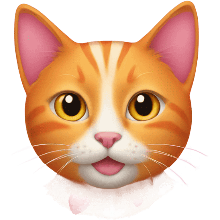 orange cat surrounded by pink hearts emoji