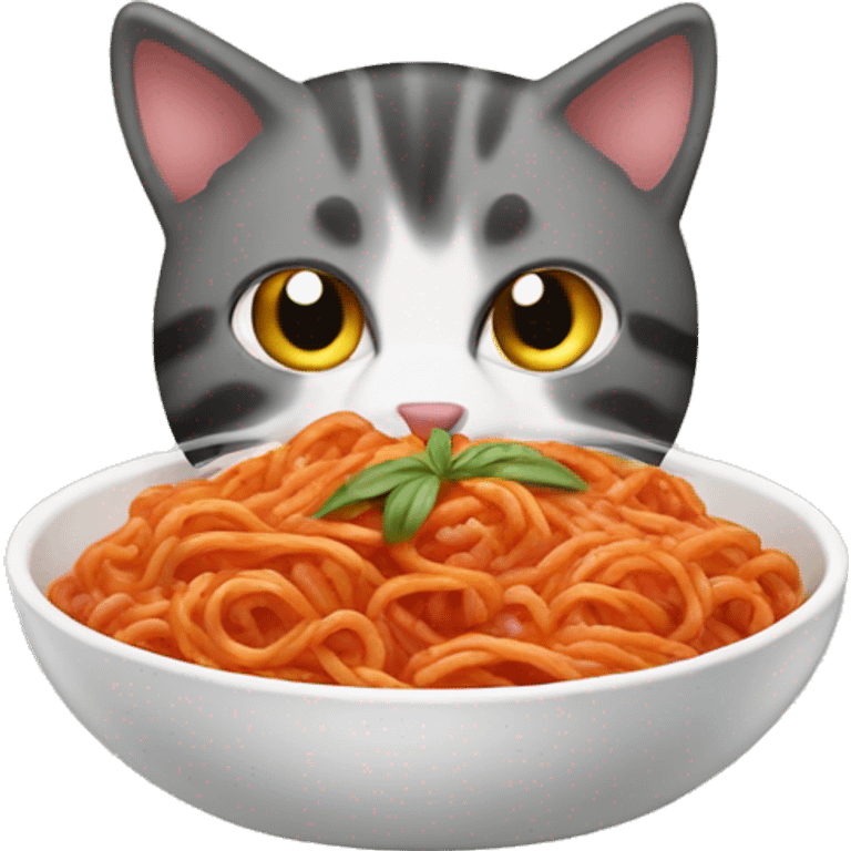 Cat eating bolognese  emoji