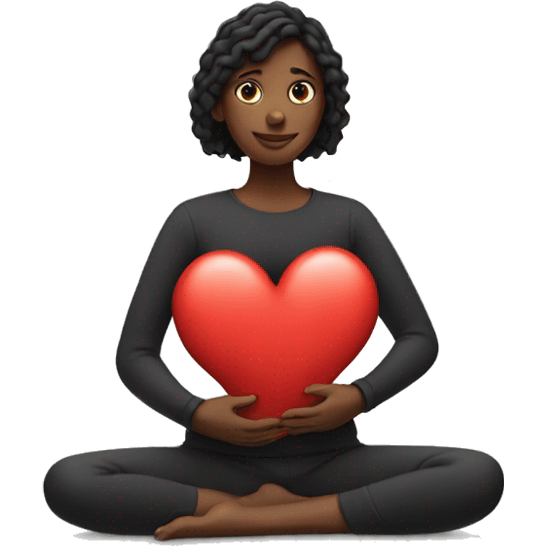 woman shaping a heart with her hands on her belly emoji