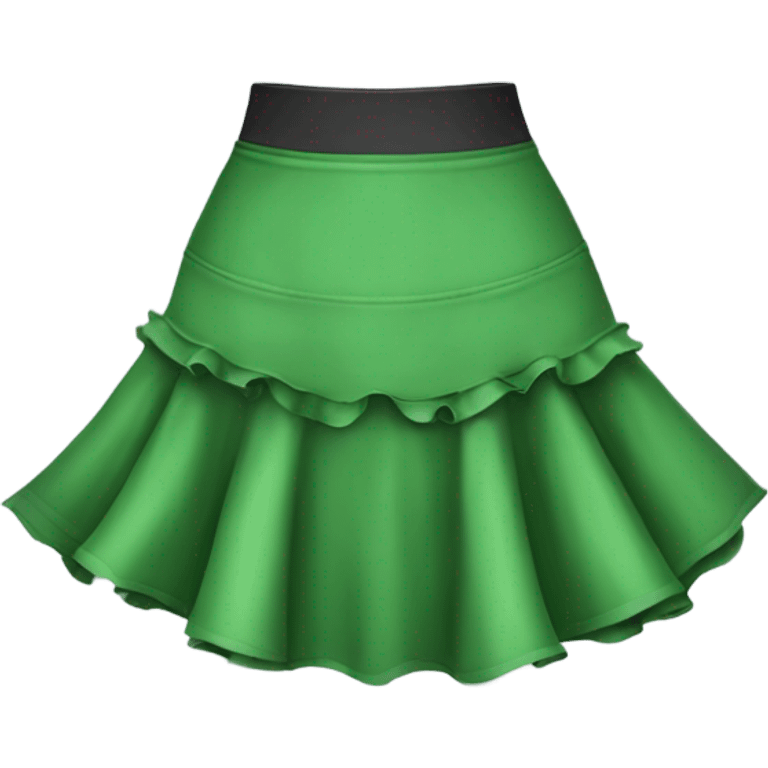 Realistic A-line high waisted green ruffle skirt, isolated emoji