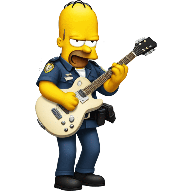 policeman Simpson plays guitar funny emoji