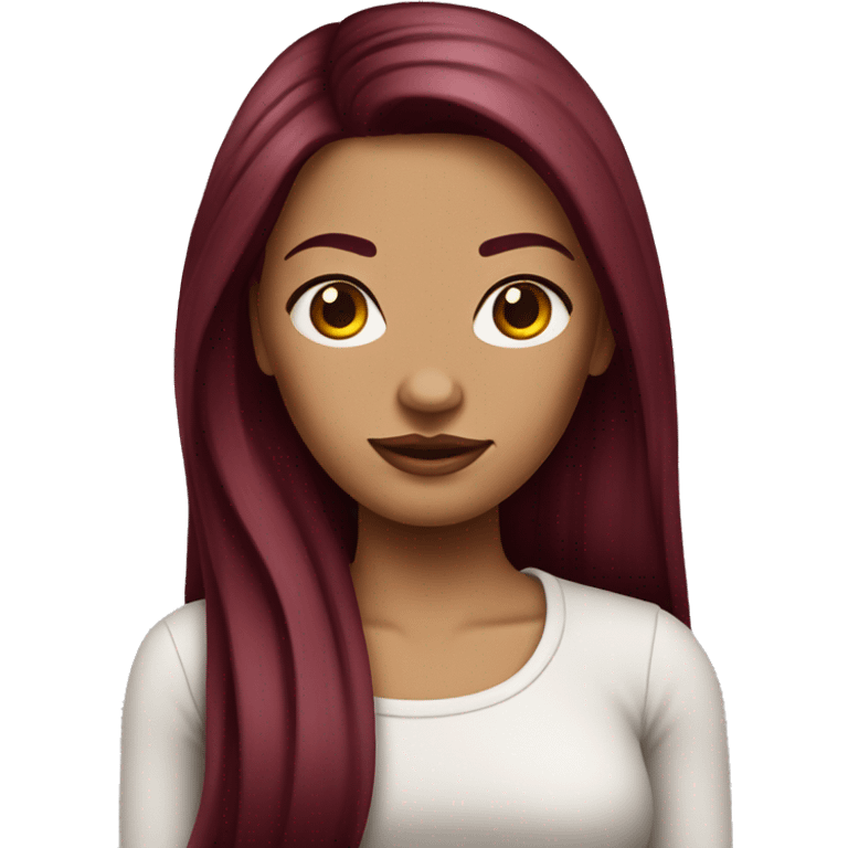 Tattooed woman with long straight burgundy hair emoji