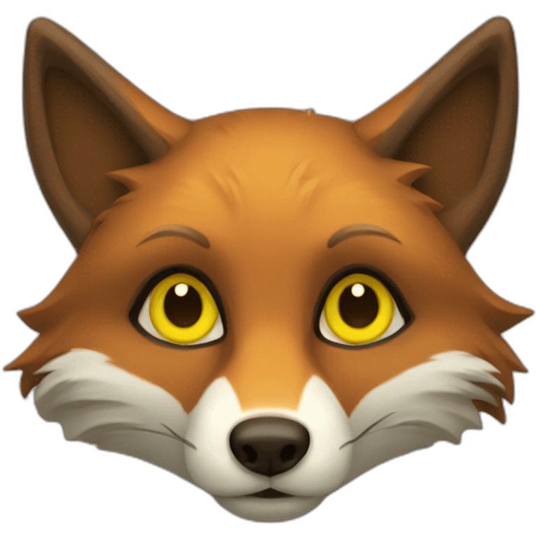 brown fox with yellow eyes and a green dark hood emoji