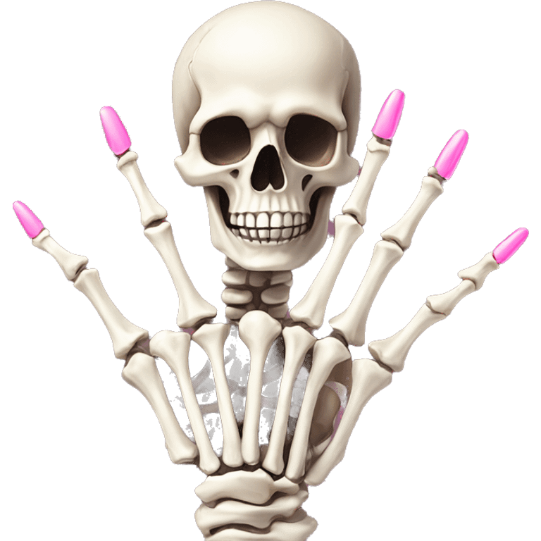 Skeleton hands bones with pink polish nails  emoji