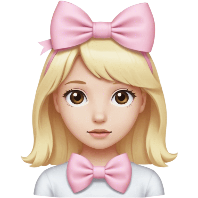 Blonde with light pink hairbow emoji