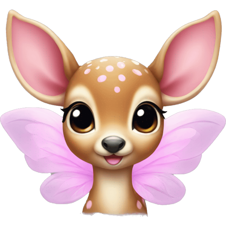 baby deer with fairy wings and a pink bow around its neck  emoji