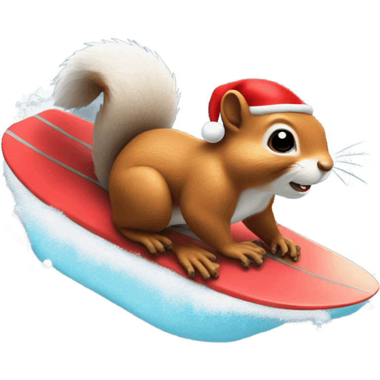 Squirrel surfing with Santa hat on  emoji