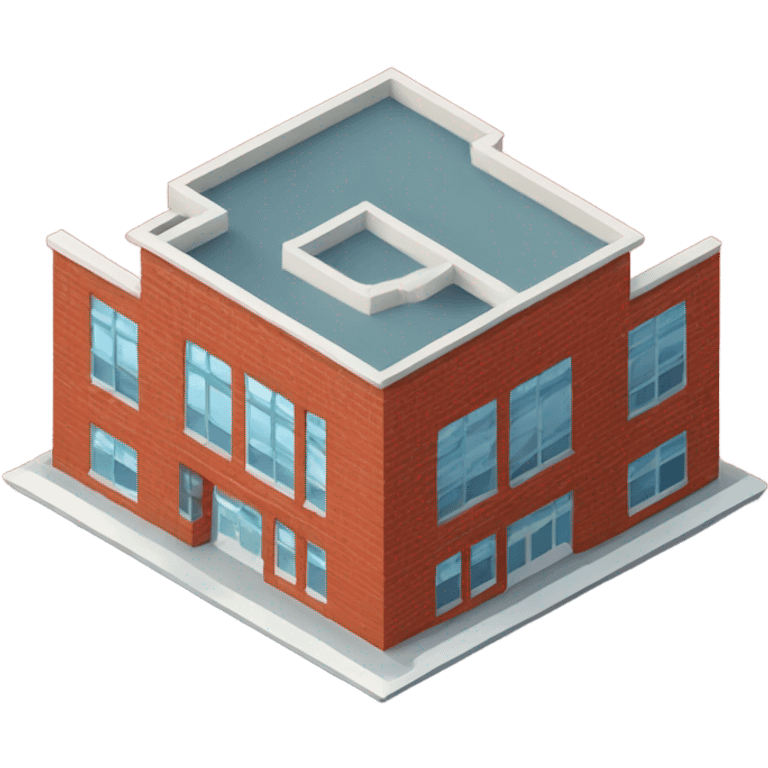 isometric, red brick, medical center emoji