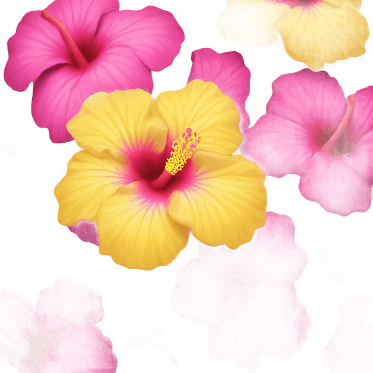 yellow and pink hibiscus flower emoji