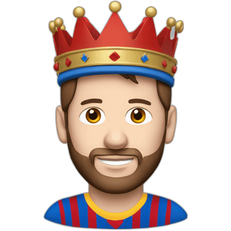 Messi with a crown color blue and red emoji