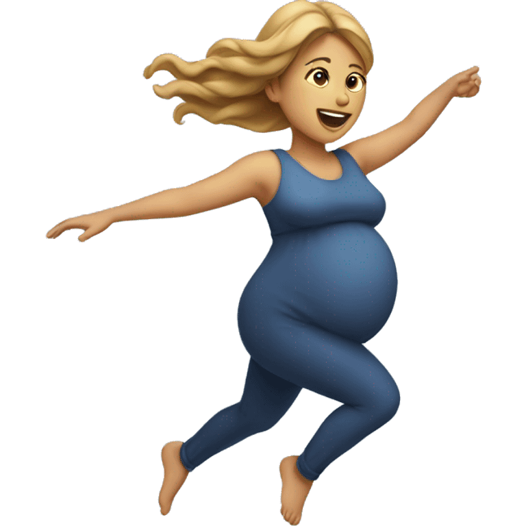 A pregnant woman flying through the air emoji