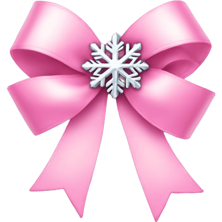 Full pink ribbon bow with silver snowflake emoji