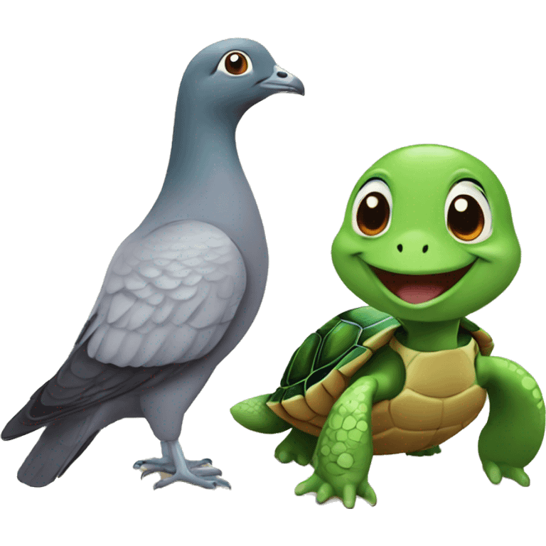 Pigeon and turtle friends  emoji