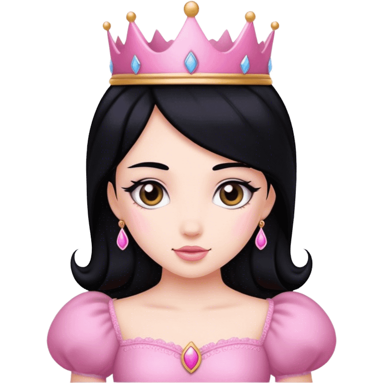 Pink princess black hair  emoji