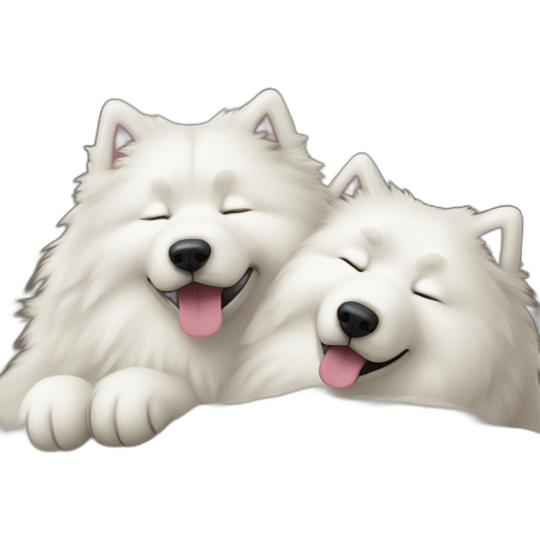 two-samoyeds-asleep-hug emoji