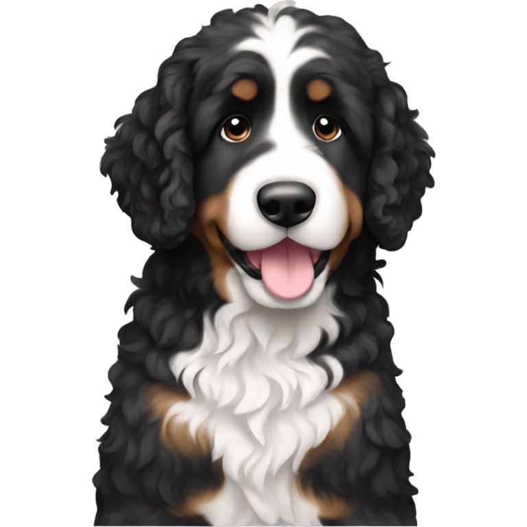 Black and white bernedoodle emoji