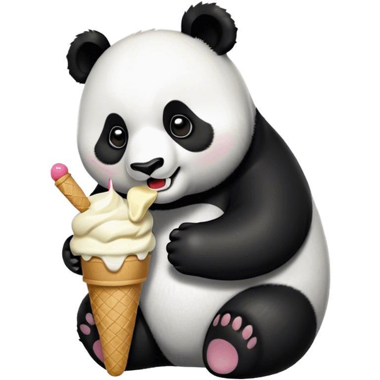 Panda eating ice cream emoji