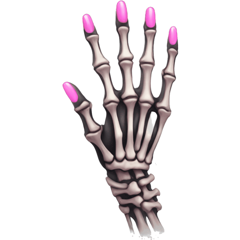 skeleton hand with long pink nails emoji