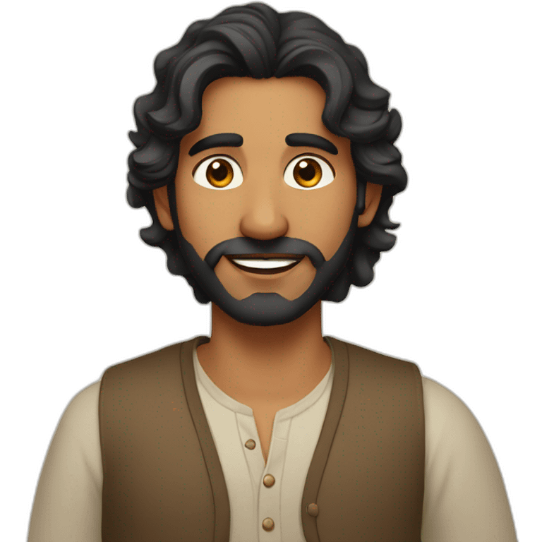 indian man, no beard, short black wavy hair, oval face, white complexion emoji