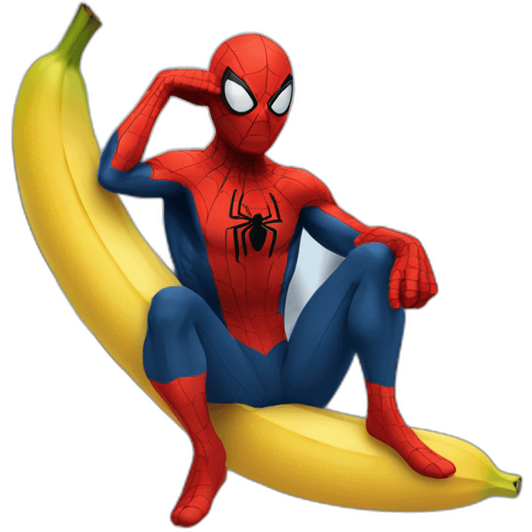 Spiderman sitting on banana emoji