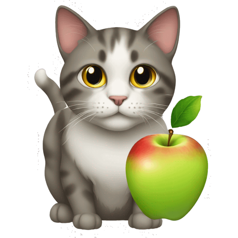 cat with apple emoji