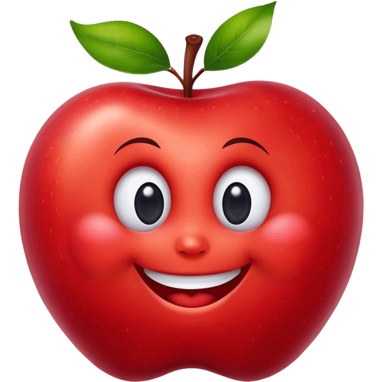 Apple Inc. Logo, shaped like a real apple, with a big smile and expressive eyes emoji