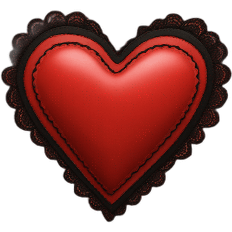 Red leather heart with black lace border emoji