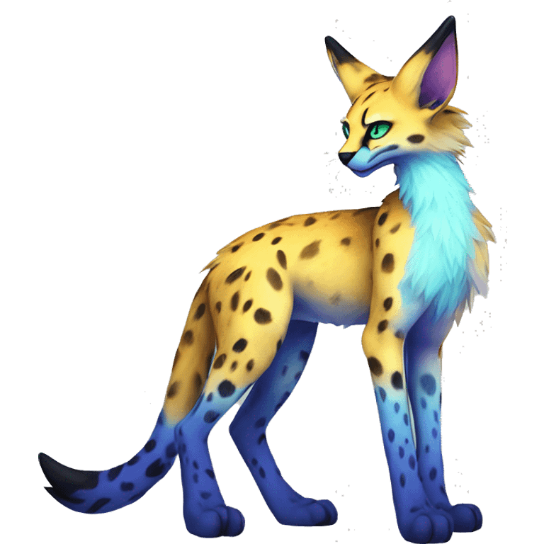 Epic Edgy Colorful ethereal eldritch Sergal-Serval-Fionbri full body emoji