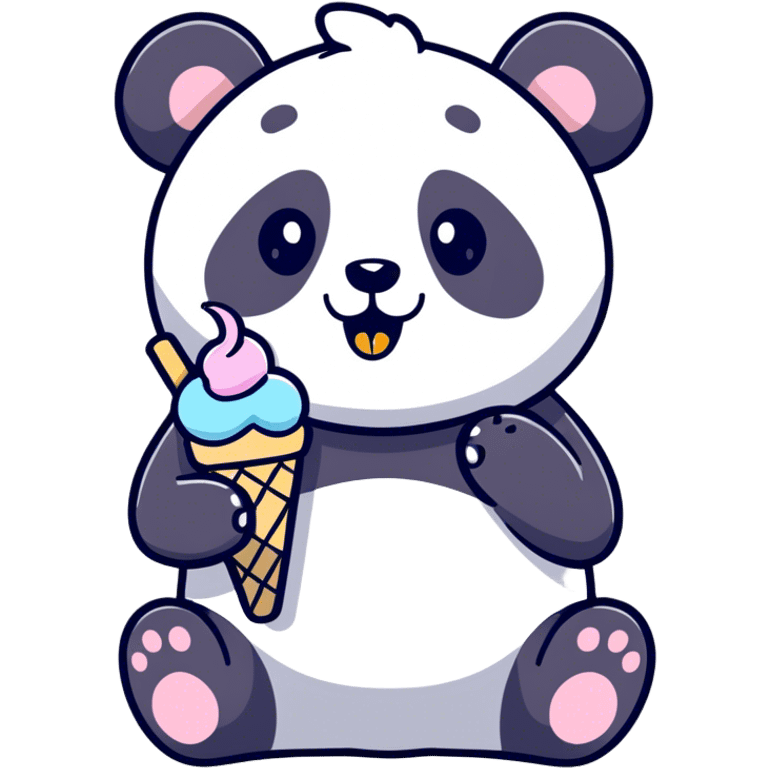 Panda eating ice cream emoji