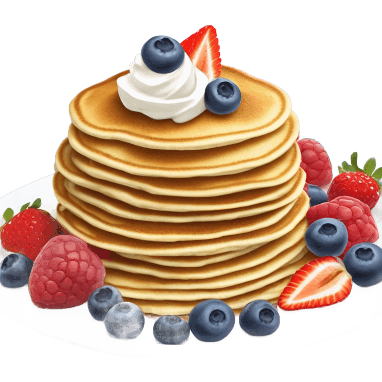 Pancakes with cream and berries  emoji