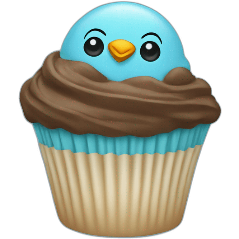 Happy Robin blue cupcake emoji