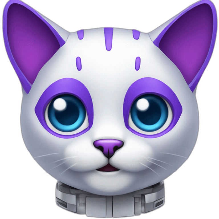 gato robot azul y violeta emoji