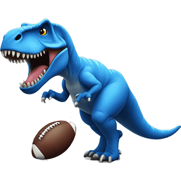 blue t rex playing football emoji