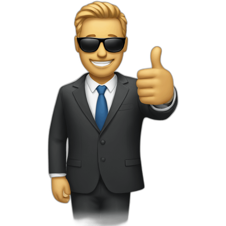 thumbs up man in suit with sunglasses emoji