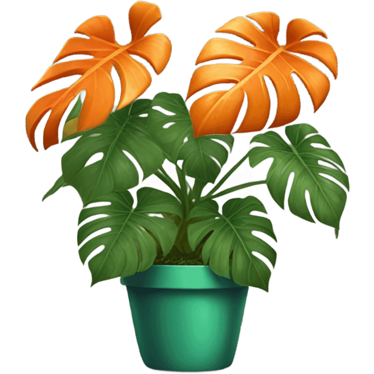 all orange monstera plant in pot emoji