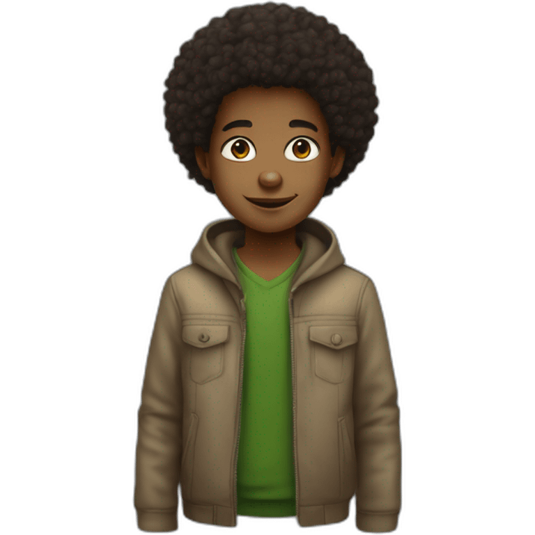 ethiopian kid with afro hair style, not much of average black kid but fairly white emoji