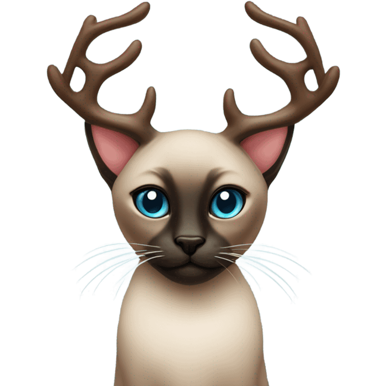 Dark Siamese cat with reindeer antlers emoji